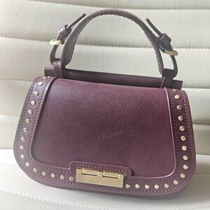 Zac Posen Chantelle Studded Saddle Bag burgundy